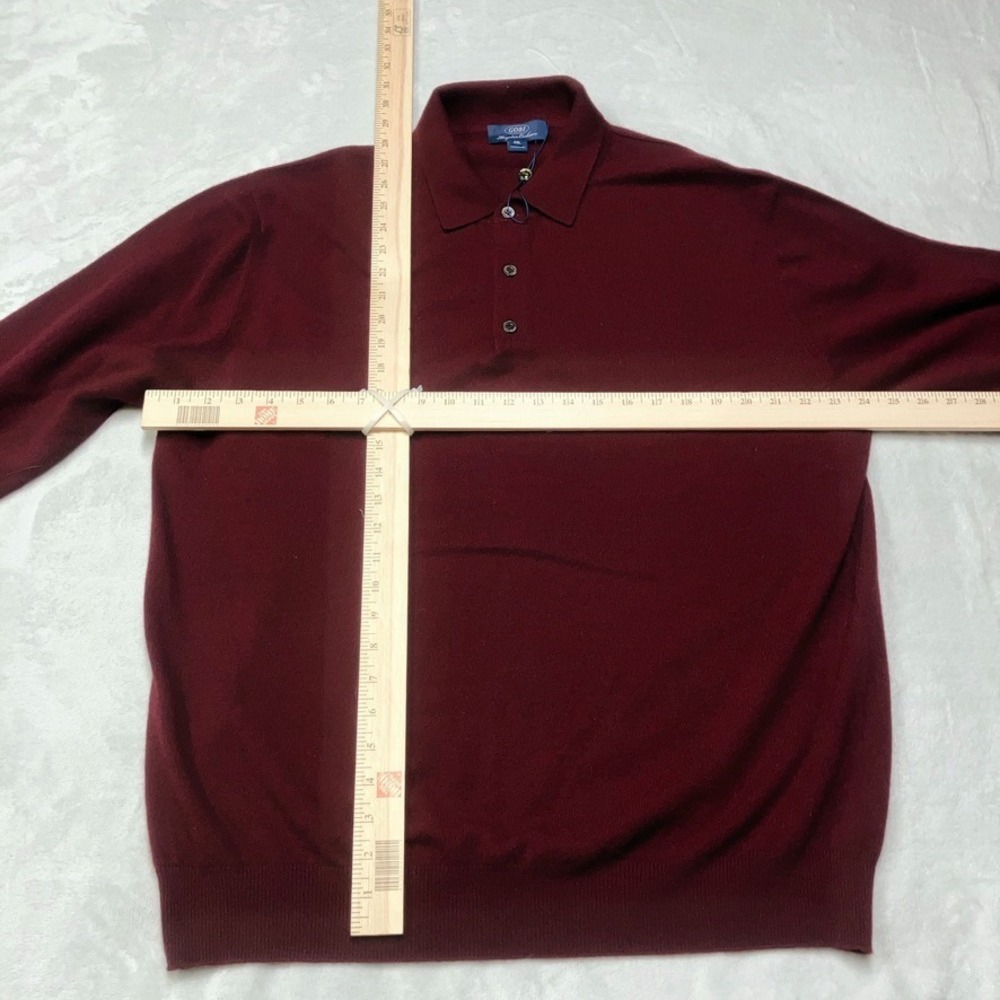 NWT Gobi Mongolian Cashmere Polo Sweater Shirt Men's 4XL Burgundy Wine Red - Picture 3 of 6